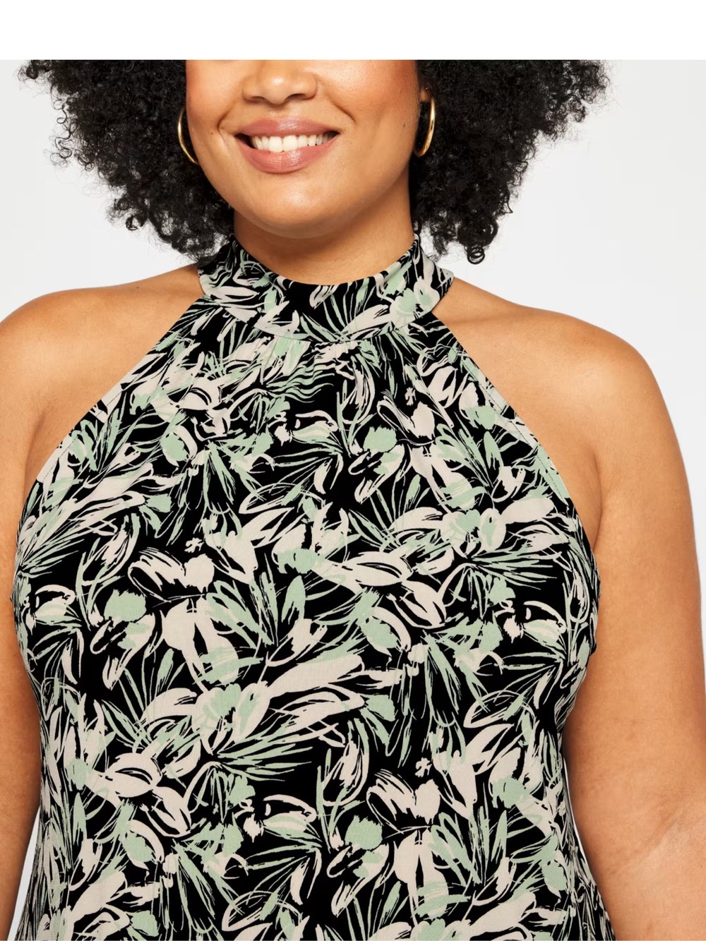 STITCH FIX- Kaileigh Black and Mint Floral Halter Top